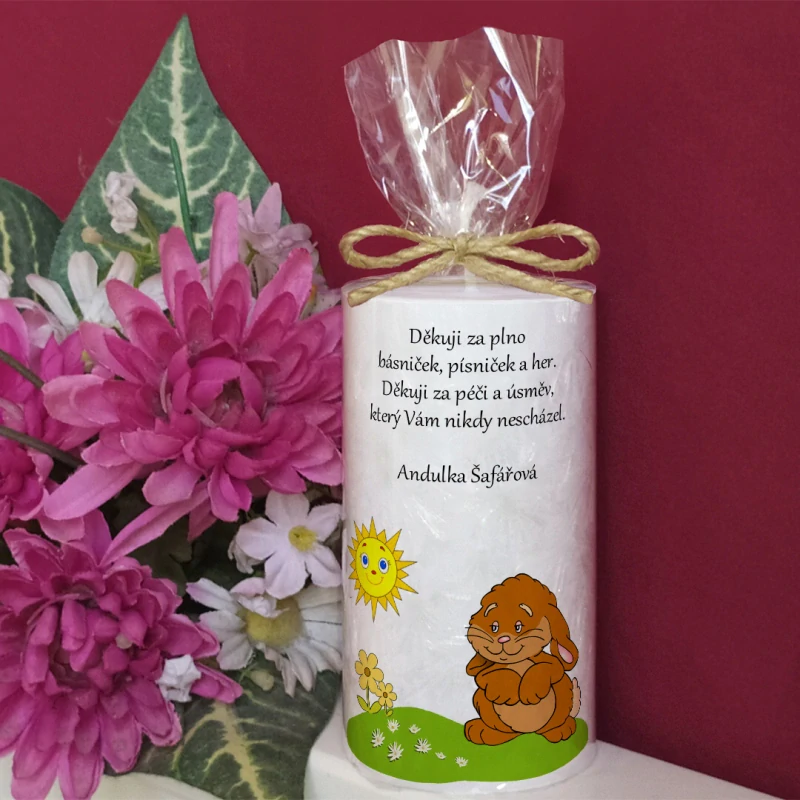 KRÁLÍČEK I - palmová svíčka pro učitelku ze školky