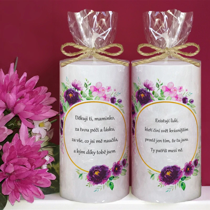 Svíčka PRO MAMINKU - fialové květy