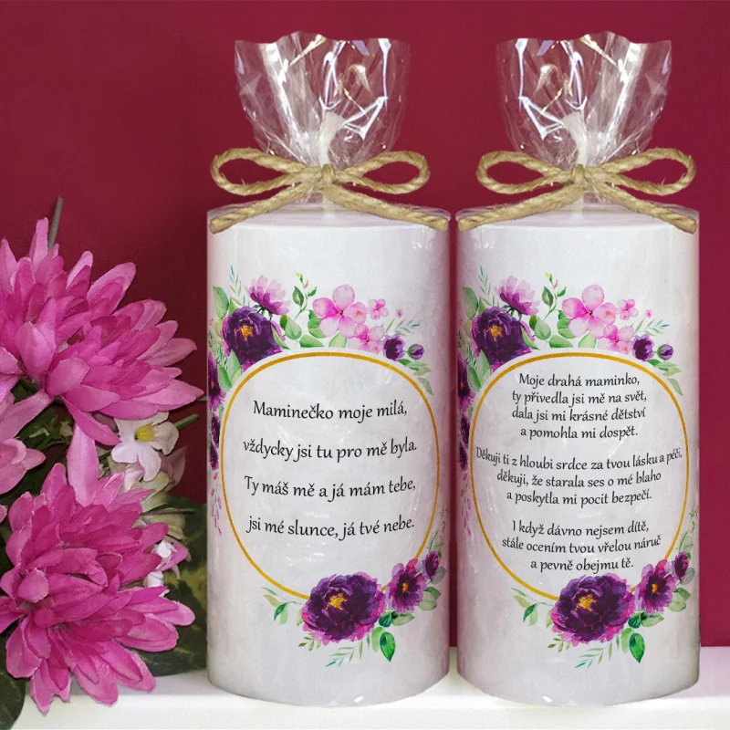 Svíčka PRO MAMINKU - fialové květy