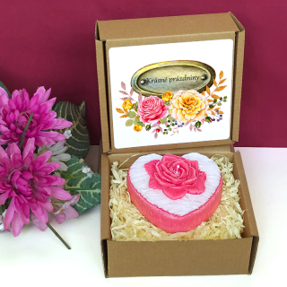 Svíčka SRDCE S RŮŽÍ nejen pro paní učitelku - RŮŽIČKY