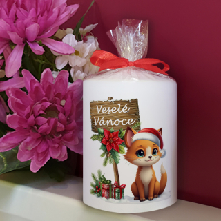 LIŠKA - dárková dekorovaná vánoční svíčka