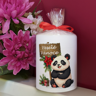 PANDA - dárková dekorovaná vánoční svíčka