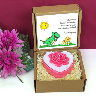 DINOSAURUS II. - svíčka SRDCE S RŮŽÍ pro paní učitelku