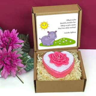 HROŠÍK - svíčka SRDCE S RŮŽÍ pro paní učitelku