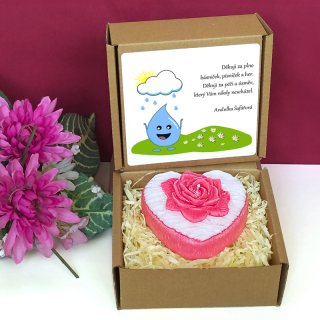 KAPKA - svíčka SRDCE S RŮŽÍ pro paní učitelku