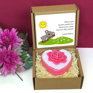 KOALA - svíčka SRDCE S RŮŽÍ pro paní učitelku