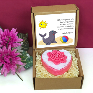 LACHTAN - svíčka SRDCE S RŮŽÍ pro paní učitelku