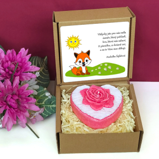 LIŠKA - svíčka SRDCE S RŮŽÍ pro paní učitelku