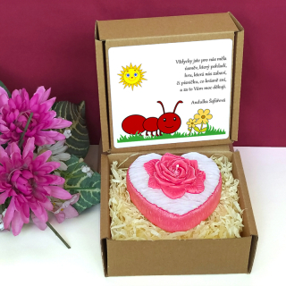 MRAVENEC I. - svíčka SRDCE S RŮŽÍ pro paní učitelku
