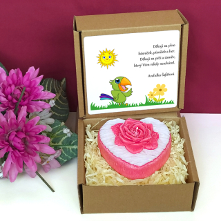 PAPOUŠEK II. - svíčka SRDCE S RŮŽÍ pro paní učitelku