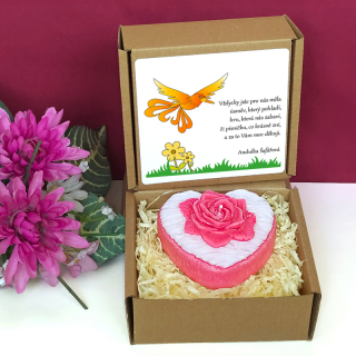 PTÁK OHNIVÁK - svíčka SRDCE S RŮŽÍ pro paní učitelku