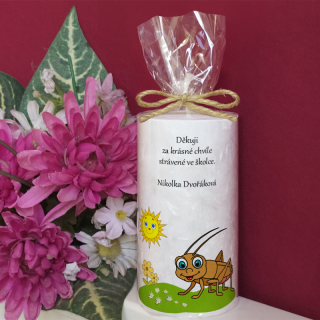 CVRČEK  - palmová svíčka pro učitelku ze školky