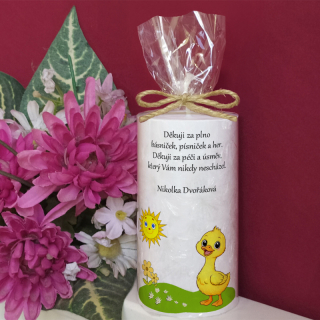 HOUSÁTKO  - palmová svíčka pro učitelku ze školky