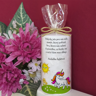 JEDNOROŽEC  - palmová svíčka pro učitelku ze školky