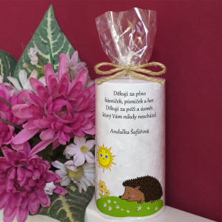 JEŽEK  - palmová svíčka pro učitelku ze školky