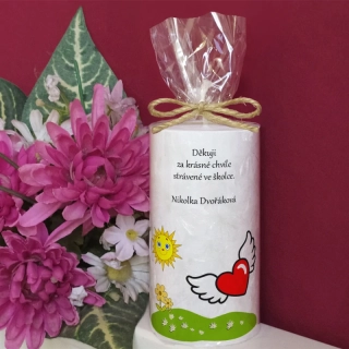 SRDCE S KŘÍDLY  - palmová svíčka pro učitelku ze školky
