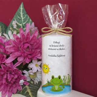 ŽÁBA  - palmová svíčka pro učitelku ze školky