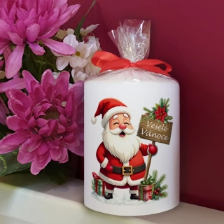 SANTA CLAUS - dárková dekorovaná vánoční svíčka