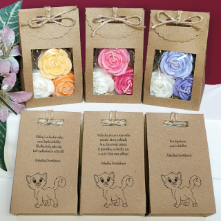 KOČIČKA II - růžičky svíčky nejen pro učitelku ze školky
